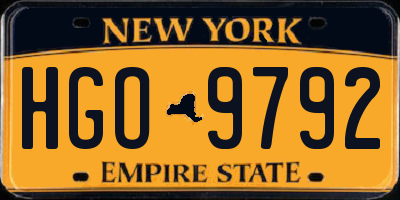 NY license plate HGO9792