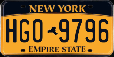 NY license plate HGO9796