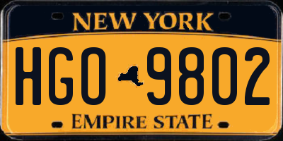 NY license plate HGO9802