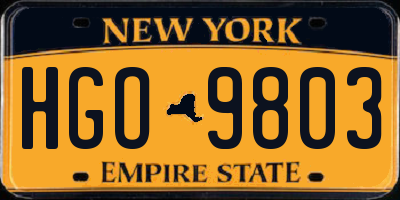 NY license plate HGO9803