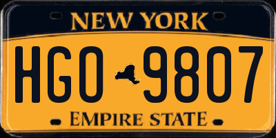 NY license plate HGO9807