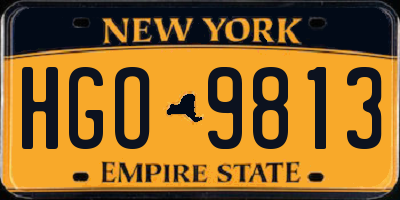 NY license plate HGO9813