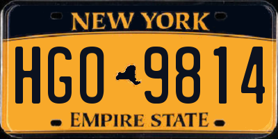 NY license plate HGO9814