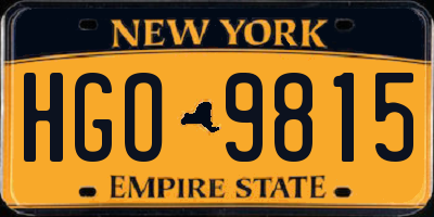 NY license plate HGO9815