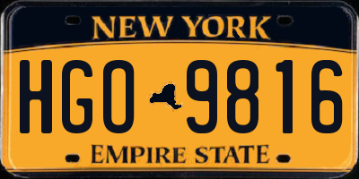 NY license plate HGO9816