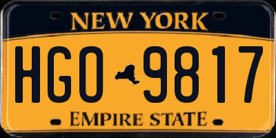 NY license plate HGO9817