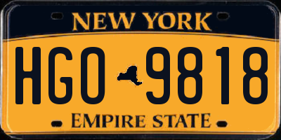 NY license plate HGO9818