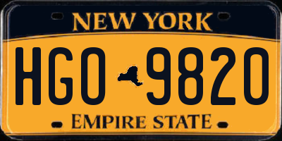 NY license plate HGO9820