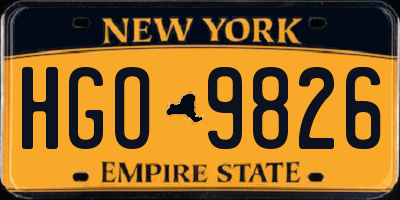 NY license plate HGO9826