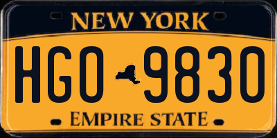 NY license plate HGO9830