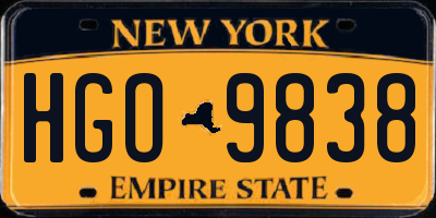 NY license plate HGO9838