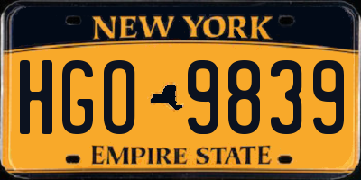 NY license plate HGO9839