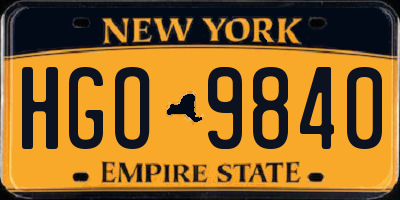 NY license plate HGO9840