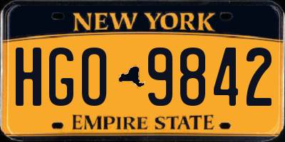 NY license plate HGO9842