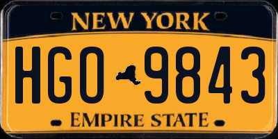 NY license plate HGO9843