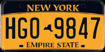 NY license plate HGO9847