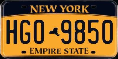 NY license plate HGO9850