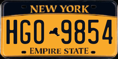 NY license plate HGO9854