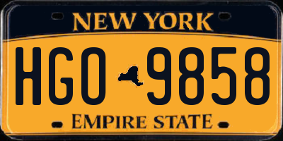 NY license plate HGO9858