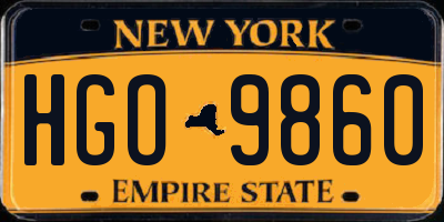 NY license plate HGO9860