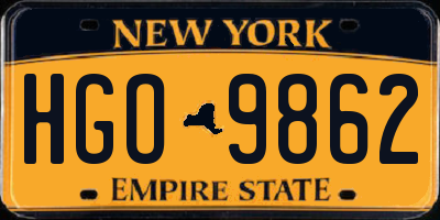 NY license plate HGO9862