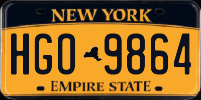 NY license plate HGO9864