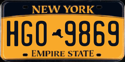 NY license plate HGO9869