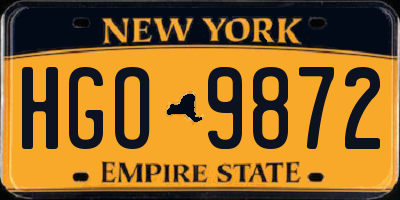 NY license plate HGO9872