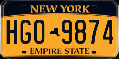 NY license plate HGO9874