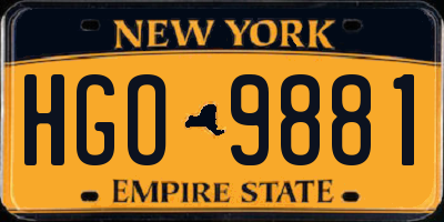 NY license plate HGO9881