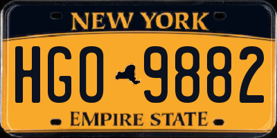 NY license plate HGO9882