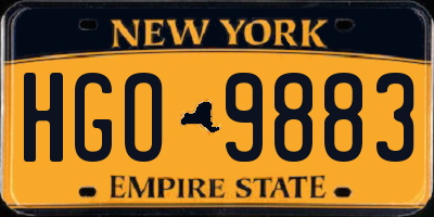 NY license plate HGO9883