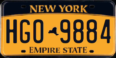 NY license plate HGO9884