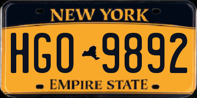 NY license plate HGO9892