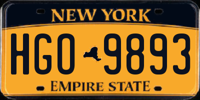 NY license plate HGO9893