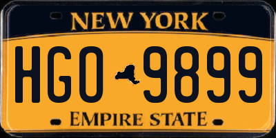 NY license plate HGO9899