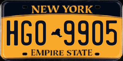 NY license plate HGO9905