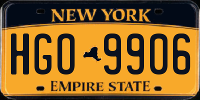 NY license plate HGO9906