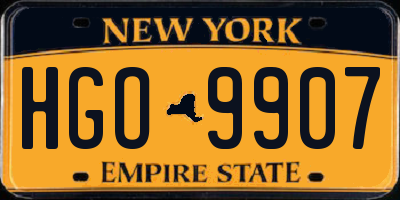 NY license plate HGO9907