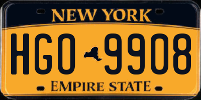 NY license plate HGO9908