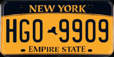 NY license plate HGO9909