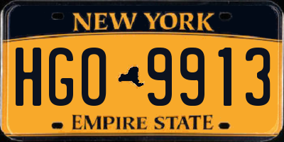 NY license plate HGO9913