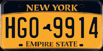 NY license plate HGO9914