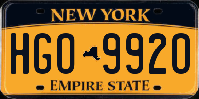 NY license plate HGO9920