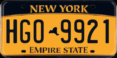 NY license plate HGO9921