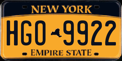 NY license plate HGO9922