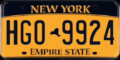 NY license plate HGO9924