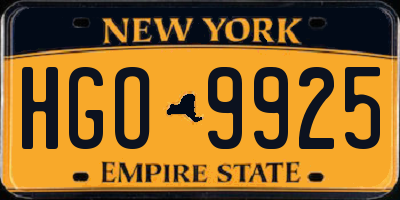 NY license plate HGO9925