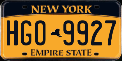 NY license plate HGO9927