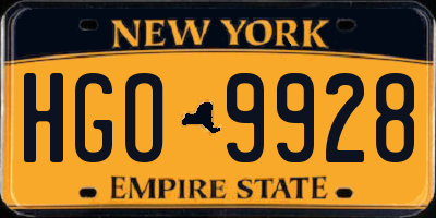 NY license plate HGO9928